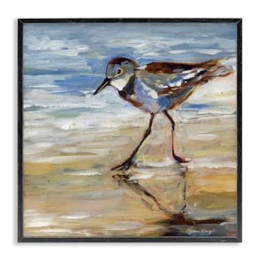 Imagem de Stupell Industries Sandpiper and Beach Tide Design artístico giclée emoldurado preto por Susan Winget, 17 x 17