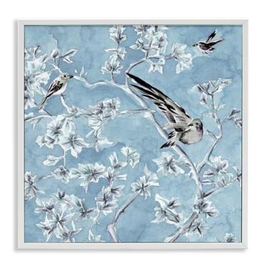 Imagem de Stupell Industries Design de arte giclée emoldurado branco com ramos de pássaro serenidade cunhada por Melissa Wang, 12 x 12