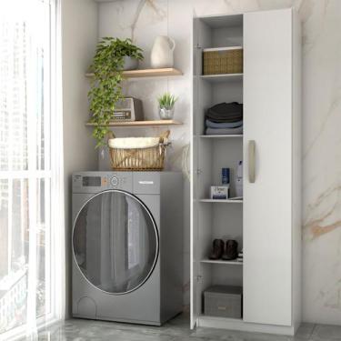 Imagem de Armário Multiuso Andorra 2 Portas 4 Prateleiras Branco Neve - Panorama