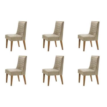 Imagem de Conjunto com 6 Cadeiras Apolo Luxo Linho Turim e Imbuia - Modern