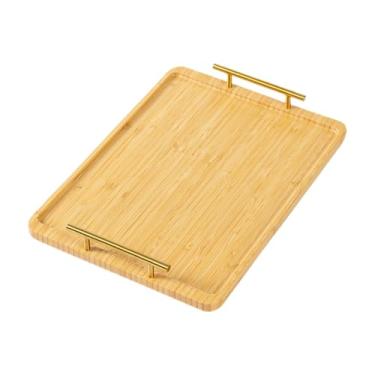 Imagem de Fenteer Bandeja de bandeja Ornamento de de vaidade retangular para casas de cosméticos cafés jóias de frutas, L