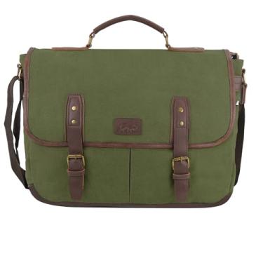 Imagem de Bolsa carteiro masculina vintage para laptop – Bolsa de lona para trabalho, viagens e negócios – Bolsa transversal com vários bolsos com alça ajustável – presente para ele