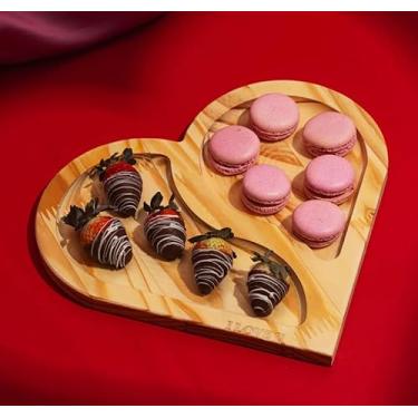 Imagem de Petisqueira de Madeira Dia Dos Namorados Coração I Love U Café da Manhã Mesa Posta (Duas Divisões)