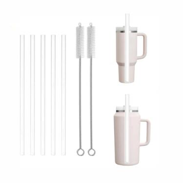 Imagem de Canudos para copo Stanley 850 g 1,134 g e 1,814 g, canudos transparentes de substituição para copo Stanley Adventure Quencher de 1,134 g, mais escova de limpeza de palha extra longa de 30,5 cm para