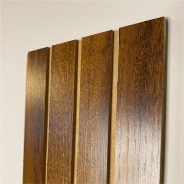 Imagem de 10 Placas Adesivas Painel Madeira Ripada Montável Mdf 38x11cm PREMIUM 