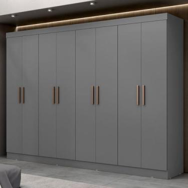 Imagem de Guarda-Roupa Casal Paris 8 Portas 4 Gavetas Onix - Maxel, Cinza, Moder