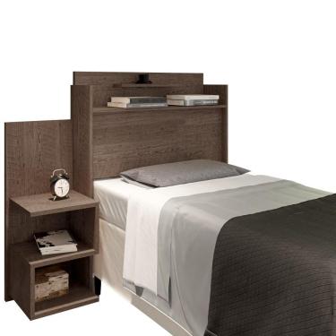 Imagem de Cabeceira para Cama Box Solteiro Austin MDP Café com Mesa de Cabeceira Framar