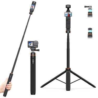 Imagem de VRIG 64 polegadas DJI OSMO Action 5Pro/4/3 tripé para câmera GoPro, tripé extensível com parafuso de liberação rápida de 1/10.2 cm para Pocket3, Insta 360 X5/X4, Go Pro Hero 13 12, Session, SJCAM