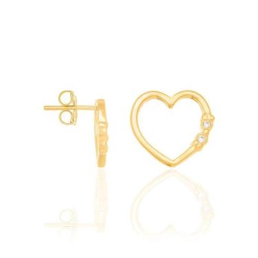 Imagem de Brinco folheado a ouro coração com zircônias - tam.único - rommanel