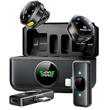 Imagem de Microfone de Lapela Sem Fio para iPhone e Android, com Plug Lightning e USB-C, Redução de Ruído, Plug & Play, Gravação de Vídeo, Lavalier (Tipo C)