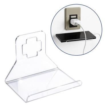 Imagem de Suporte Celular Carregador Tomada Parede Base Dock Acrílico Universal 