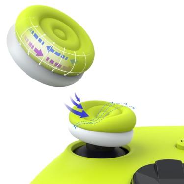 Imagem de playvital Capas De Almofada Para Polegar Thumbs Ps5, Ps4, Capa Controle Xbox Series X/S, One, Elite 2, Switch Pro - Verde Brilhante E Branco Robô