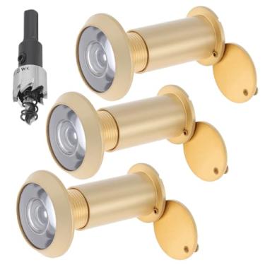 Imagem de HOJLKLD Olho mágico do visualizador de porta, olho mágico de latão sólido com broca de 16 mm (5/20.3 cm) para portas de 1-3/20.3 cm a 2-1/10.2 cm, ângulo de visão amplo de 200 graus para porta da