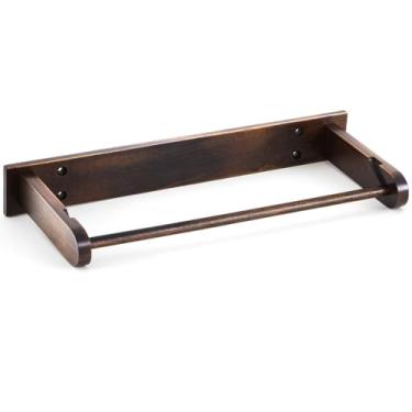 Imagem de Colingmill Suporte de toalha de papel de madeira montado na parede, organizador de rolo de madeira, adesivo, sem furadeira, embaixo do armário, suporte de toalha de papel de madeira, suporte de