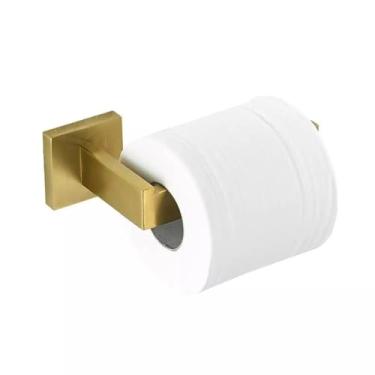 Imagem de Kit de banheiro dourado escovado - Toalheiro de aço inoxidável, porta-papel e gancho para roupas | Conjunto de 3 peças para montagem na parede, 2