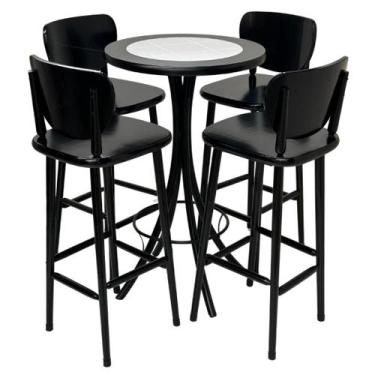 Imagem de Conjunto de Bistrô  Mosaico Branco com 4 banquetas - DG Móveis - Reiso