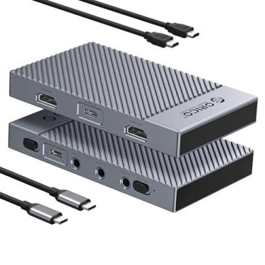 Imagem de ORICO Placa de captura HDMI portátil USB 4K com entradas duplas de 4K a 60 Hz, compatível com PS5/Xbox/Switch/OBS e muito mais, para streaming e gravação de jogos, funciona em laptop, PC, Mac, iPad