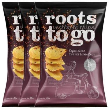 Imagem de Chips de Batata-Doce com Especiarias Roots to Go contendo 3 pacotes de