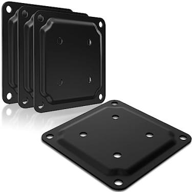 Imagem de FOROIRON (Pacote com 4) Conector de placa de poste de madeira de 10 cm x 10 cm, base de poste de deck revestido com pó, base de âncora de poste de cerca de madeira, base de suporte de trilhos de varanda de deck