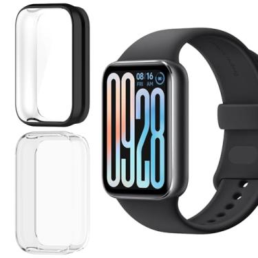 Imagem de HAOZHI 2Peças Película Protetora Compatível com Xiaomi Smart Band 9 Pro,Capa Capinha Bumper Case para Xiaomi Mi Band 9 Pro Protetor de Tela (Preto+Transparente)