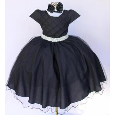 Imagem de Vestido Infantil Preto Para Festa Luxo Daminha Formatura E Tiara, 6, P