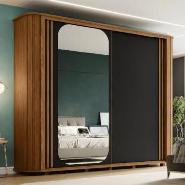 Imagem de Guarda-roupa 271cm Casal com Cantos Arredondados com Ripado Mozzate He