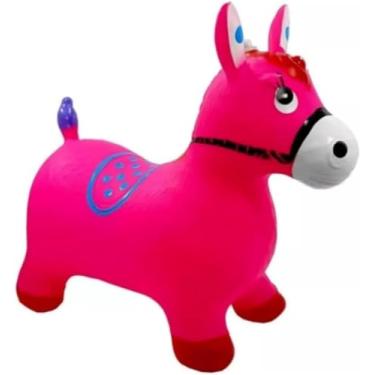 Imagem de Cavalinho Upa Upa Grande Pula Pula Musical Borracha Resistente Inflável Rosa