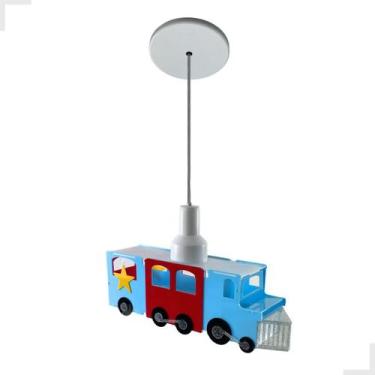 Imagem de Luminária Trenzinho Azul Pendente Quarto infantil Menino - Vitrine dos