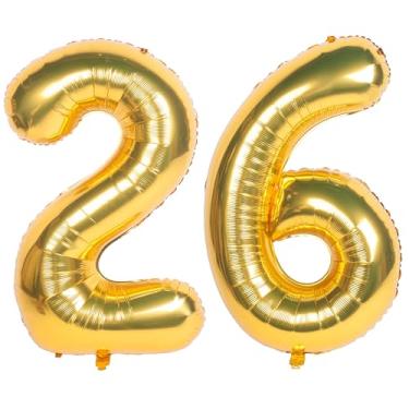 Imagem de CHANGZHONG Balões De 40" Com Números Dourados, Folha Hélio, Mylar, Decoração Para Festa Aniversário E Banquete, 26