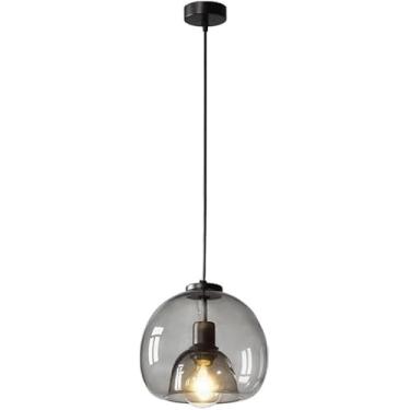 Imagem de Lustre De Foyer Moderno Cinza Esfumaçado Pingente De Luz Globo De Vidro Lâmpada Suspensa Industrial Vintage Luminária De Teto Ajustável Para Ilha De Fazenda Quarto Sa, 1 Head