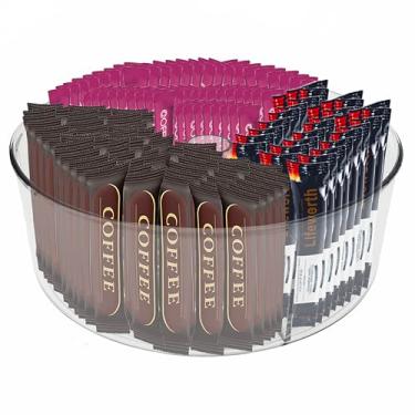 Imagem de LAMIVEENLA Organizador de pacotes de bebidas com rotação de 360° – Suporte para bebidas aquáticas, recipiente de armazenamento com sabor de água, organizador Susan preguiçoso, para pó, 3