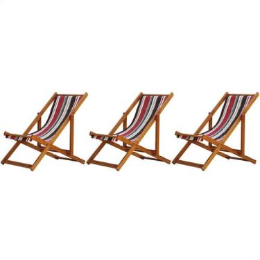 Imagem de Kit 3 Cadeiras Espreguiçadeira Preguiçosa Dobrável Sem Braço Mel - MHM
