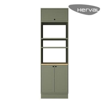 Imagem de Torre Quente Herval Viana, MDF, 3 Portas, Verde Hill e Carvalho Nature