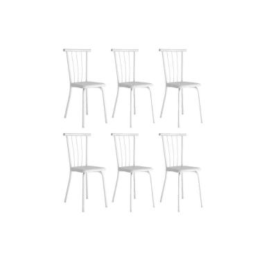 Imagem de Cadeira Sala de Jantar 154 Aço Kit 6 Uni Branco/Courano Branco - Carraro