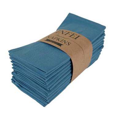 Imagem de INFEI Guardanapos De Pano Jantar Infei, Cor Lisa, Conjunto Com 12 (42 X 42 Cm), Guardanapo Mesa Cozinha Algodão Reutilizável, Para Coquetéis, Casamentos, Hotéis E Uso Doméstico (Azul Egeu)