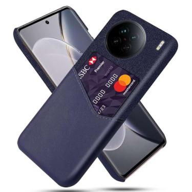 Imagem de Capa para VIVO X90,Anti-deslizamento,Proteção contra quedas de 360°,Resistência à impressão digital,Tela e caso de couro PU com 1 slot de cartão atrás-Blue