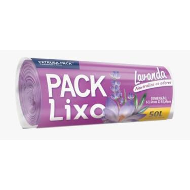 Imagem de 30 Sacos de Lixo Perfumados Lavanda, 50 Litros, 63cm x 80cm, Neutralizador de Odores 1 pacote