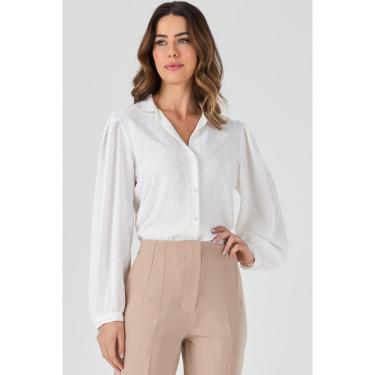 Imagem de Camisa PKS Manga Longa Poá Off White-M-Feminino