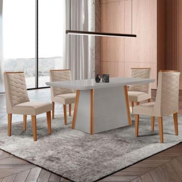 Imagem de Mesa De Jantar Diane 120cm Tampo Mdf Vidro 4 Cadeiras Safira Veludo Cr