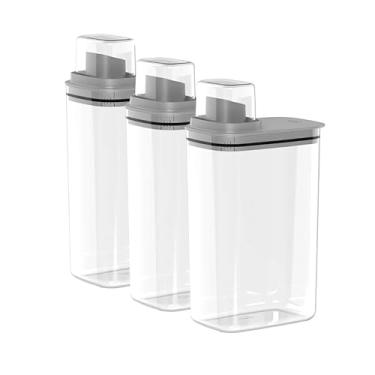 Imagem de Kit 3 Dispensers para Sabão Líquido, Pó e Amaciante - Ou Linha FLow (2,3L Chumbo)