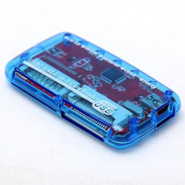 Imagem de [Pacote com 3] Placa de memória/gravador de cartão de memória eTECH Collection USB2.0 All-in-1 – suporta SD/SDHC (não suporta SDXC) / Flash compacto/xD/cartão de imagem Memory Stick Pro Duo/xD, All-in-1 (Blue)