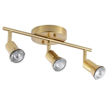 Imagem de GLADFRESIT Kit De Iluminação Trilho Com 3 Luzes, Luminária Teto, Suporte Lâmpada Latão Giratório Flexível Para Banheiro, Cozinha, Sala Estar, Loft (Lâmpadas Não Incluídas)
