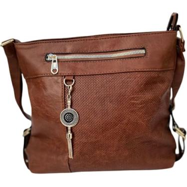 Imagem de Bolsa Feminina Tranversal Tiracolo Bolsa Ombro- MARRON-Média com Chaveiro Pingente Importado