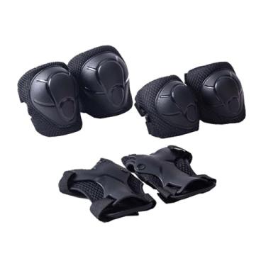 Imagem de simhoa Joelheiras e cotoveleiras, protetores de pulso confortáveis, à prova de choque, ergonômicos, conjunto de equipamentos de proteção para crianças, Preto
