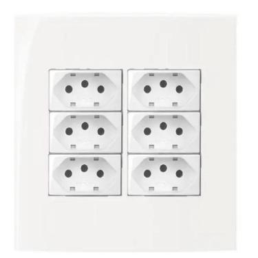 Imagem de Espelho 4X4 Conjunto 6 Tomadas 10A Ou 20A Margirius