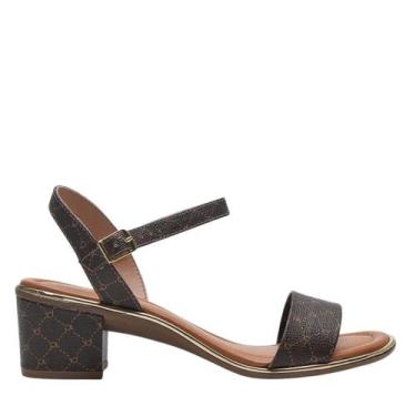 Imagem de Sandália Salto Baixo Monograma Beira Rio - Marrom, 35