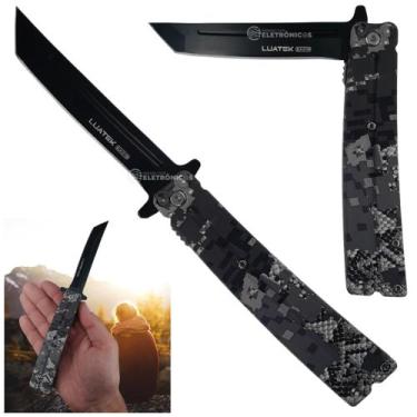 Imagem de Canivete Aço Inox 22,9cm com Trava, Abertura Semiautomática e Clip de 