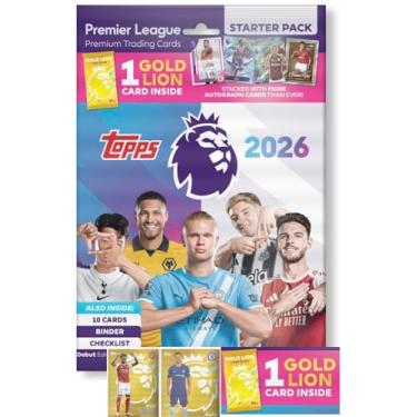 Imagem de Topps Premier League 2026 Starter Pack - New Soccer Cards 2025-2026 Bundle Includes a Special Lion Card, Pack of Soccer Cards and Guide with Hassential Sticker