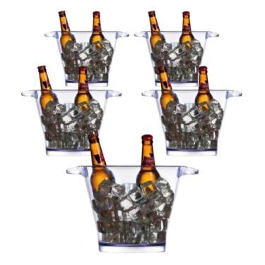Imagem de KIT 5 Baldes de Gelo 4L em Acrílico – Champanheira Elegante para Bebidas Cerveja Vinho Espumante