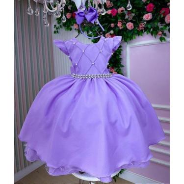 Imagem de Vestido Infantil Lilas Menina Luxo - no-brand, 3, Lavanda